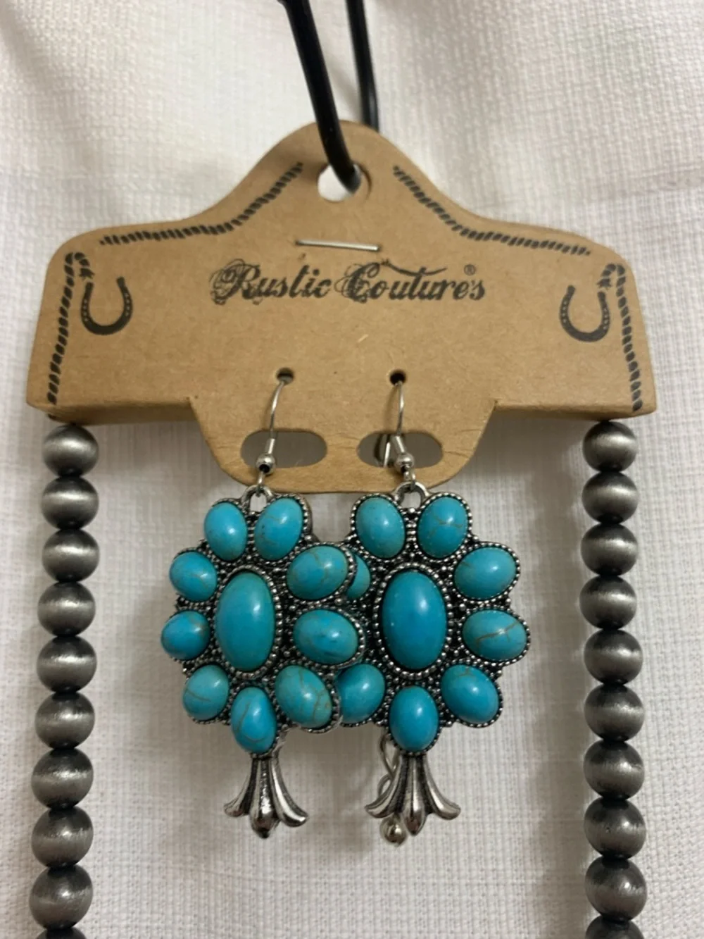 Squash Blossom Necklace and Earring Set in Turquoise